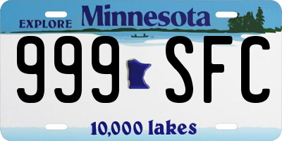 MN license plate 999SFC