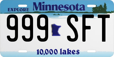MN license plate 999SFT