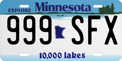 MN license plate 999SFX