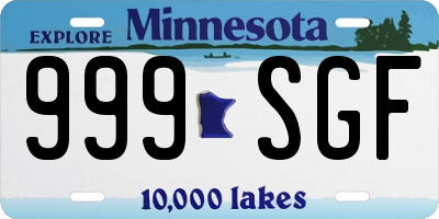 MN license plate 999SGF