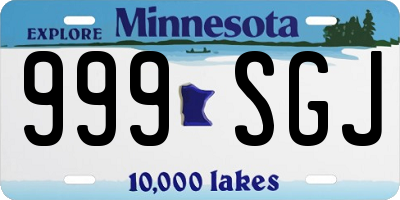 MN license plate 999SGJ