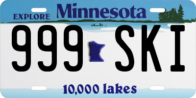 MN license plate 999SKI