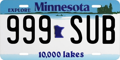 MN license plate 999SUB