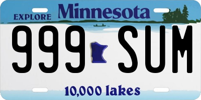MN license plate 999SUM