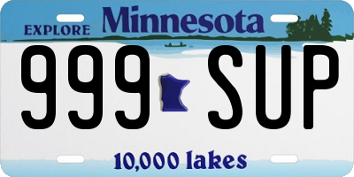 MN license plate 999SUP