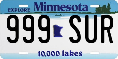 MN license plate 999SUR