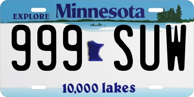 MN license plate 999SUW