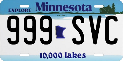 MN license plate 999SVC