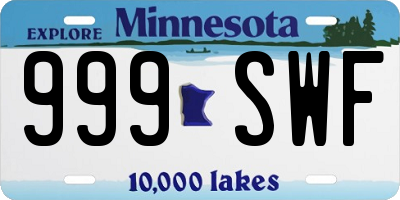 MN license plate 999SWF