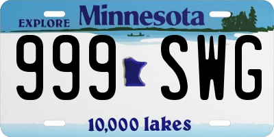 MN license plate 999SWG