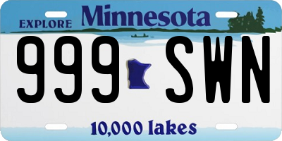 MN license plate 999SWN