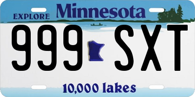 MN license plate 999SXT
