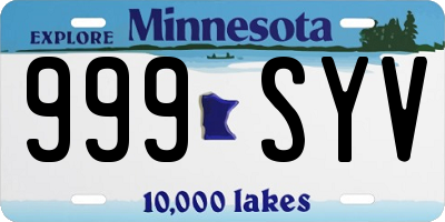 MN license plate 999SYV