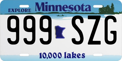 MN license plate 999SZG