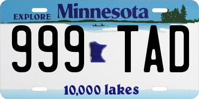MN license plate 999TAD