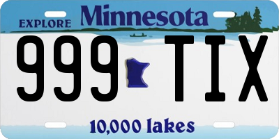 MN license plate 999TIX