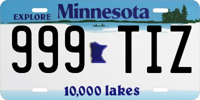 MN license plate 999TIZ