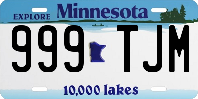 MN license plate 999TJM