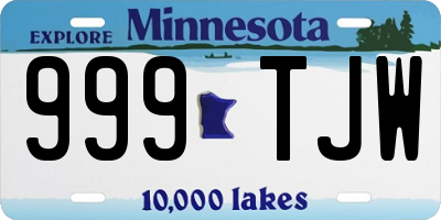 MN license plate 999TJW