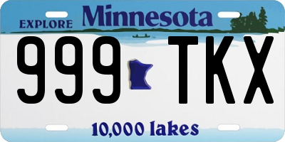 MN license plate 999TKX