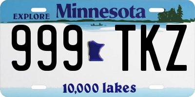 MN license plate 999TKZ