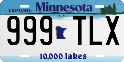MN license plate 999TLX