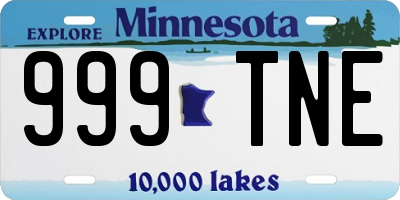 MN license plate 999TNE