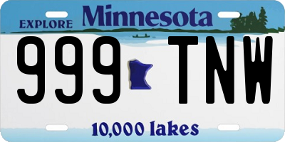 MN license plate 999TNW