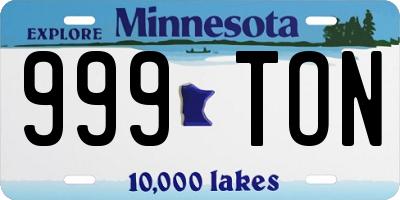 MN license plate 999TON