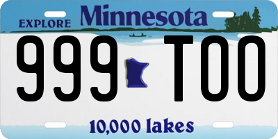 MN license plate 999TOO