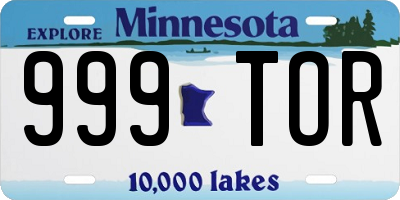 MN license plate 999TOR