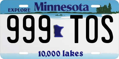 MN license plate 999TOS