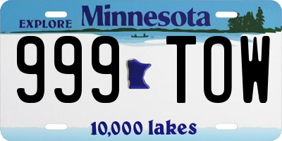 MN license plate 999TOW