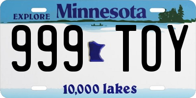 MN license plate 999TOY