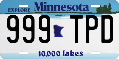 MN license plate 999TPD
