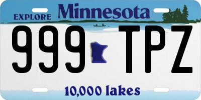 MN license plate 999TPZ