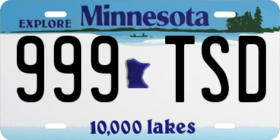 MN license plate 999TSD