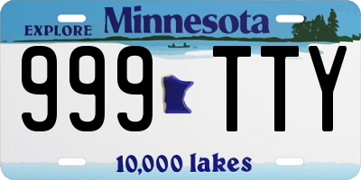 MN license plate 999TTY