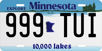 MN license plate 999TUI