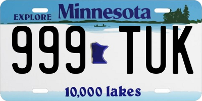 MN license plate 999TUK
