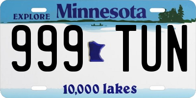 MN license plate 999TUN