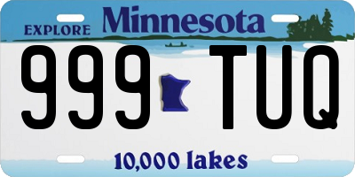 MN license plate 999TUQ