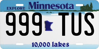 MN license plate 999TUS