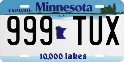 MN license plate 999TUX