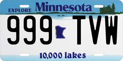 MN license plate 999TVW