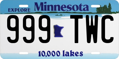 MN license plate 999TWC