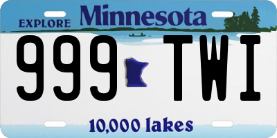 MN license plate 999TWI