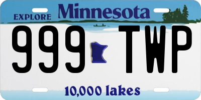 MN license plate 999TWP