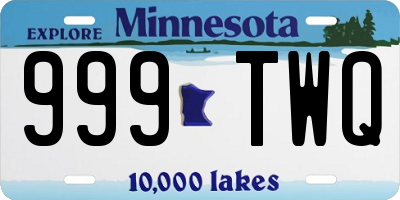 MN license plate 999TWQ