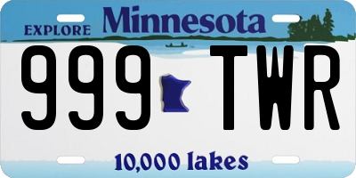 MN license plate 999TWR